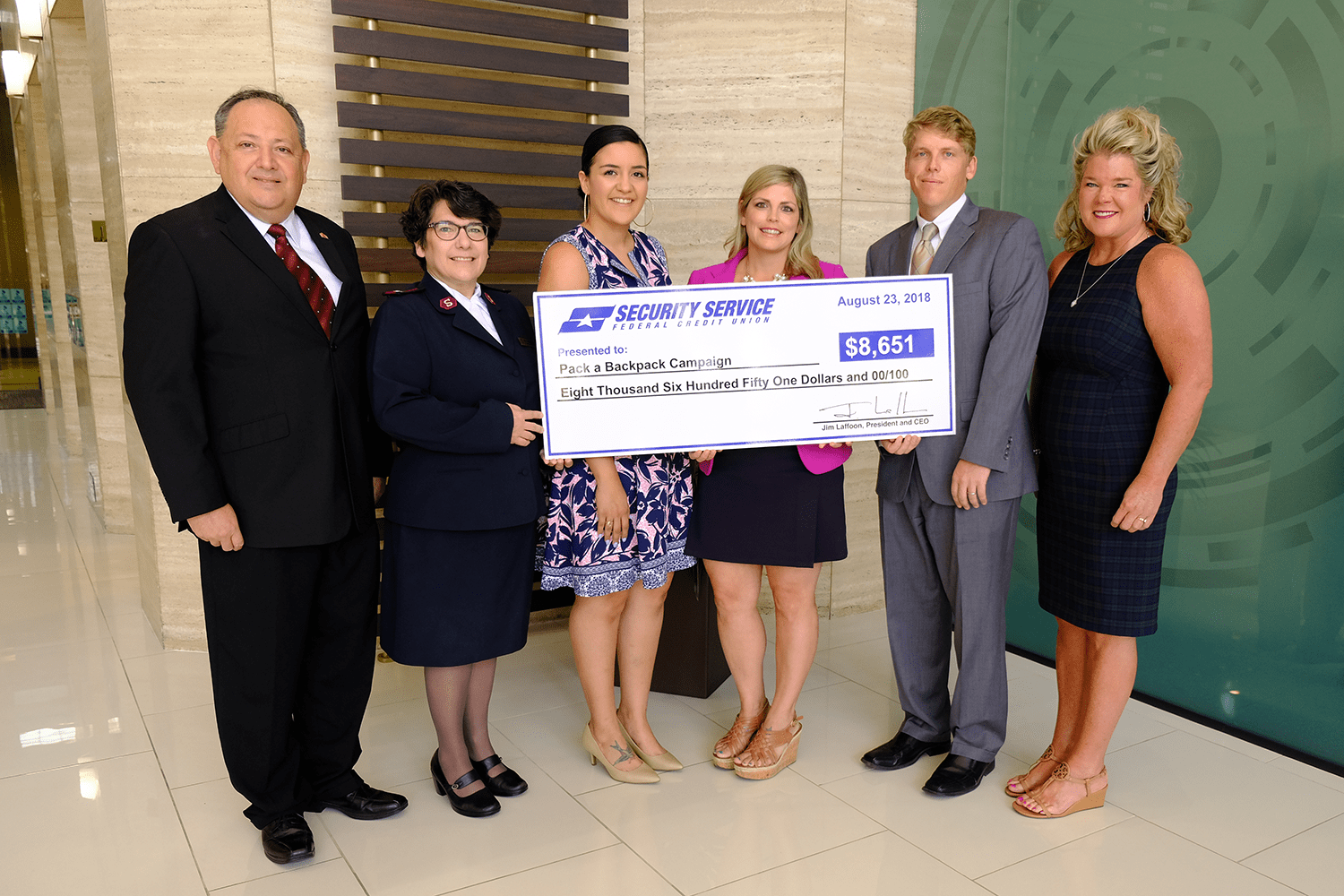 We were honored to receive a $8,651 donation from Security Service Federal Credit Union (SSFCU)