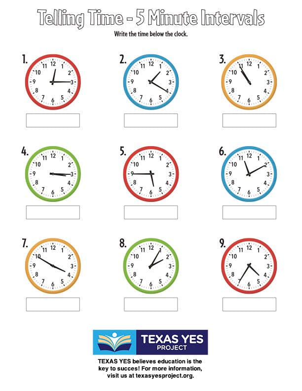 Telling Time 5 Minute