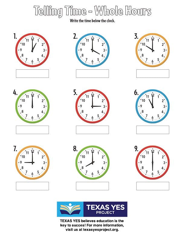 Telling Time Hours